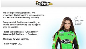 GoDaddy's apology page posted late in the day.