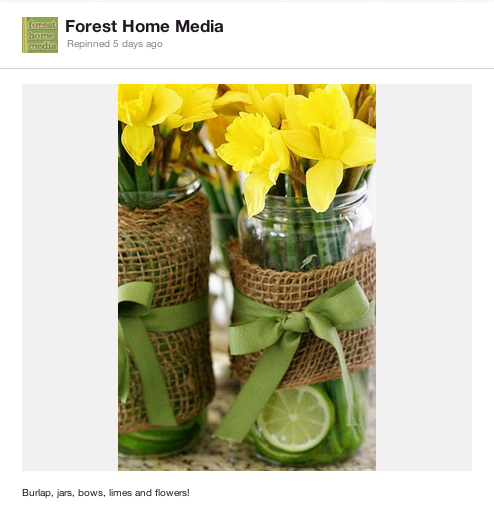 Burlap and lime flower display