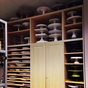 cake stands, storage area of Southern Living, 