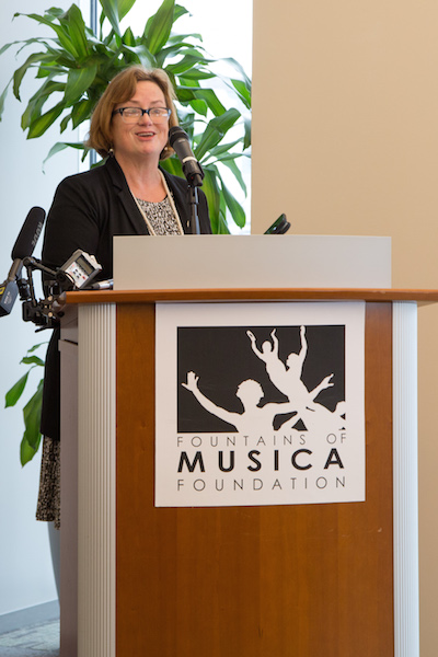 Fountains of Musica News Conference, Nancy McNulty, photo by Geinger Hill